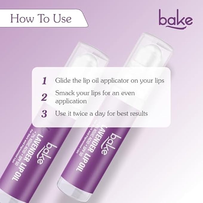 BAKE 2% KOJIC ACID LAVENDER BRIGHTENING LIP BALM OIL FOR DARK & PIGMENTED LIPS WITH SPF 50 PA++++ WITH ALPHA ARBUTIN - 15G - Image 4